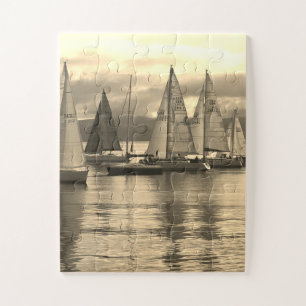 jachten in Rothesay Bay, Schotland. Legpuzzel