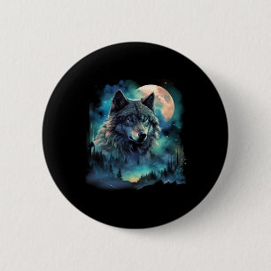 Jachtgronden van de Grijze Wolf Ijsmaan Bosstelsel Ronde Button 5,7 Cm
