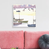 jachthaven | Waterverf Ocean Bay Canvas Afdruk (Insitu (Woonkamer))