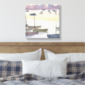 jachthaven | Waterverf Ocean Bay Canvas Afdruk (Insitu (Slaapkamer))