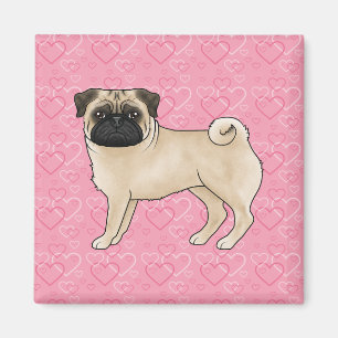 Jachthond Fawn Pug Cartoon moppen Roze Liefde Hart Magneet
