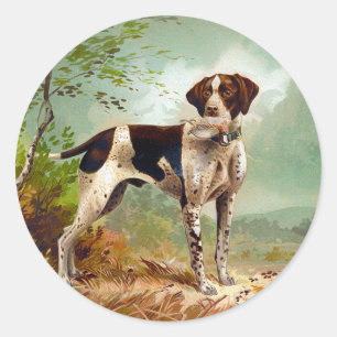 Jachthond met vogel in de mond ronde sticker