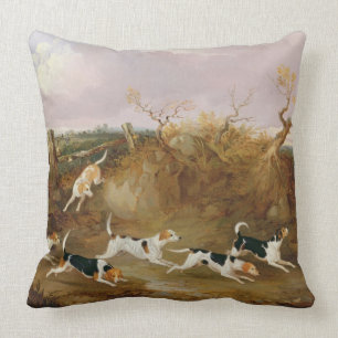 Jachthonden in volle jacht, 1845 (olieverf op doek kussen