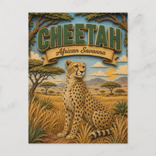 Jachtluipaard Afrikaanse Savanne Popcut Briefkaart