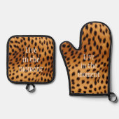 Jachtluipaard Dier Bont Ovenwant & Pannenlap Set (Voorkant)