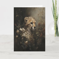 Jachtluipaard in wilde bloemen Vintage olieverfsch