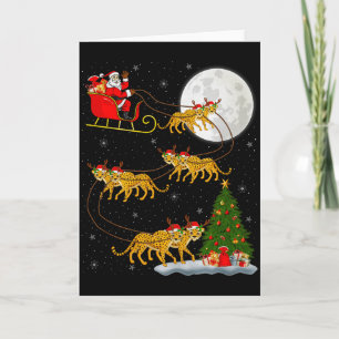 Jachtluipaard Kerstman slee Flying Grappig Magisch Kaart