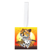 jachtluipaard kubus ornament (Voorkant)