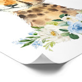Jachtluipaard, Safari, Jungle, Blauwe Bloemen, Jon Poster (Hoek)