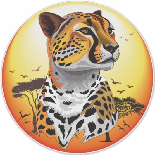 jachtluipaard sticker (Voorkant)