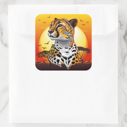 jachtluipaard vierkante sticker (Tas)