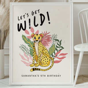 Jachtluipaard Wilde Feest Dieren Kinderen Verjaard Poster