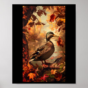 Jachtscène Mallard Duck Autumn Wildlife Natuur Poster