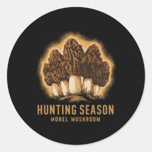 Jachtseizoen Funny Morel Mushroom Foraging Ronde Sticker