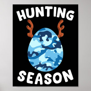 Jachtseizoen Paaseieren Blauw Camo Camouflage Here Poster