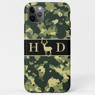 Jachtthema herten jagen groene camouflage monogram iPhone 11 pro max hoesje