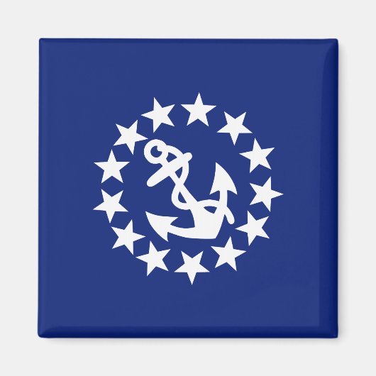 Jachtvlag Anker Sterren Symbool op Blauw Magneet (Voorkant)