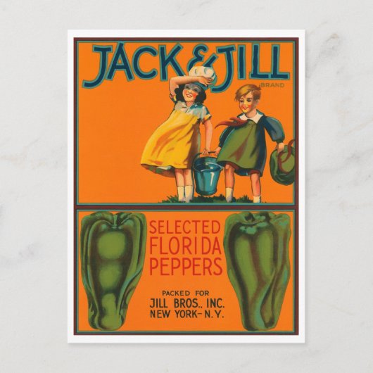 Jack and Jill Peppers  Crate Label Briefkaart (Voorkant)