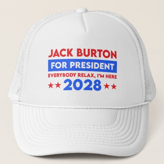 Jack Burton voor President 2028 Trucker Pet (Voorkant)