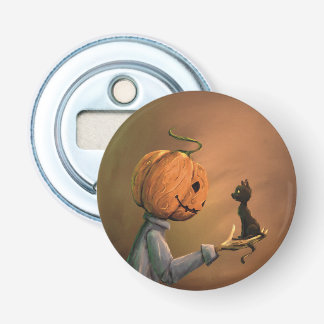 Jack de Pompoenkat Halloween Flesopener Button Flesopener