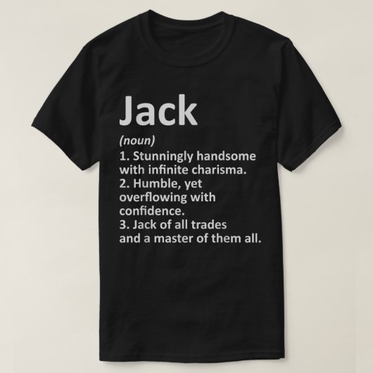 JACK Definition Personal Name Funny Birthday G T-shirt (Design voorkant)