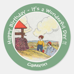 Jack en Jill Moeder Gans Verjaardagsfeestartikelen Ronde Sticker