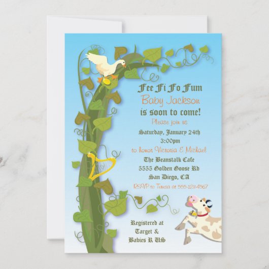 Jack et Beanstalk Baby Shower Invitations (Devant)