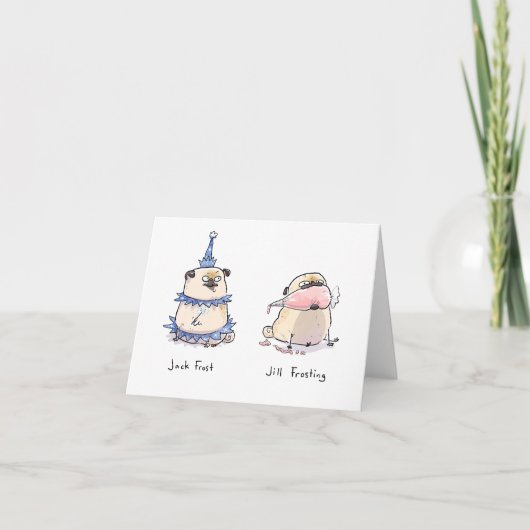 Jack Frost en Jill Frosting pug card Kaart (Voorkant)
