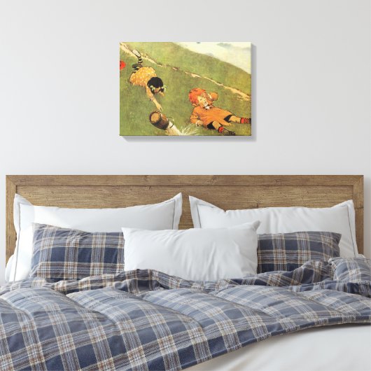 Jack & Jill Nursery Rhyme Stretched Canvas Print (Insitu (Slaapkamer))