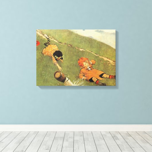 Jack & Jill Nursery Rhyme Stretched Canvas Print (Insitu (Houten vloer))