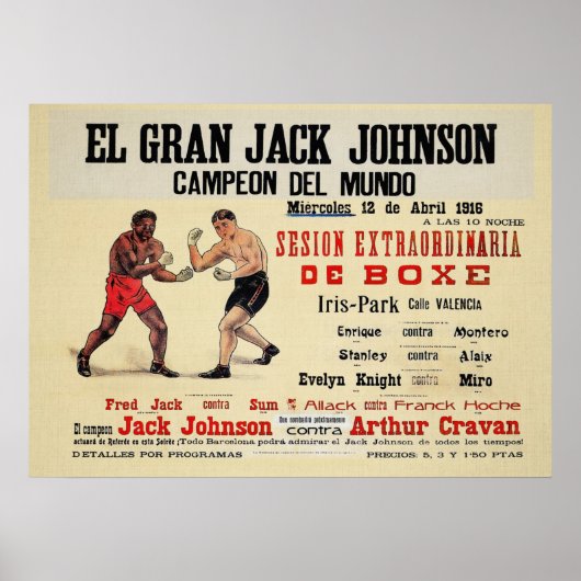 Jack Johnson Arthur Cravan Fight Poster (Voorkant)
