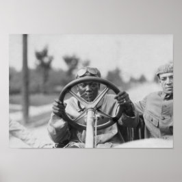 Jack Johnson die zijn Thomas Flyer bestuurt Poster