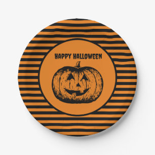 Jack-o'-lantaarn pompoen gestreept papier Bord