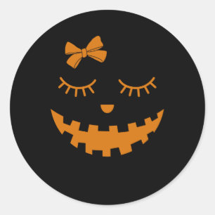 Jack O lantaarn wimpers pompoen gezicht Halloween  Ronde Sticker
