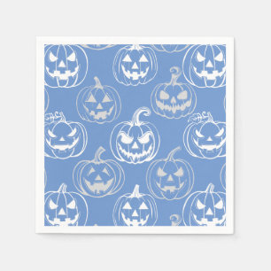 Jack-o-lantaarns Pattern.White L blauw BG Servet