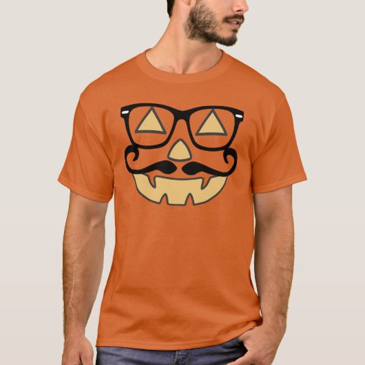 Jack-o'-lantern avec la moustache et le T-shirt en (Devant)