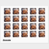 Jack-o-lantern bedekt met spinnenwebben vierkante sticker (Vel)