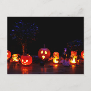 Jack-O-Lantern bij nachtelijke hagel Briefkaart