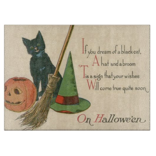 Jack O' Lantern Black Cat Witch's Pet Bezem Snijplank (Voorkant)