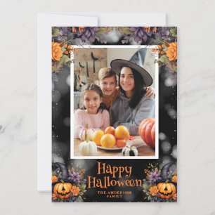 Jack-O'-Lantern Bloemfoto Happy Halloween Kaart