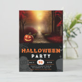 Jack-O' Lantern Bos Path Shadow Zwart Halloween Kaart (Staand voorkant)