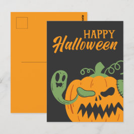 Jack-o'-Lantern & Botten Spooky Halloween Briefkaart