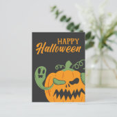 Jack-o'-Lantern & Botten Spooky Halloween Briefkaart (Staand voorkant)
