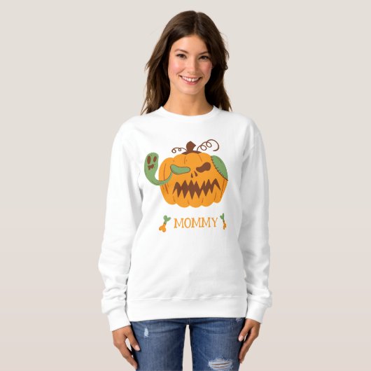 Jack-o'-Lantern & Botten Spooky Halloween Mom Trui (Voorkant volledig)