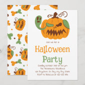 Jack-o'-Lantern & Botten Spooky Halloween Party Kaart (Voorkant / Achterkant)
