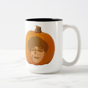 Jack o' Lantern Caligari Face, Halloween Pumpkin Tweekleurige Koffiemok