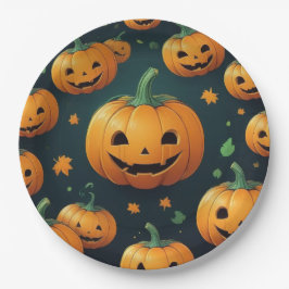 Jack-O-Lantern Delight - Pompoen Patroon Papieren Bordje