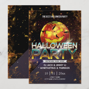 Jack-O-Lantern Disco Ball Adult Halloween Party Kaart
