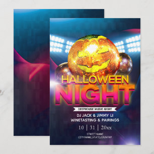 Jack-O-Lantern Disco Ball Adult Halloween Party Kaart