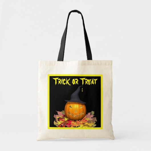 Jack-O-Lantern en -bladeren - Tote Bag (Voorkant)